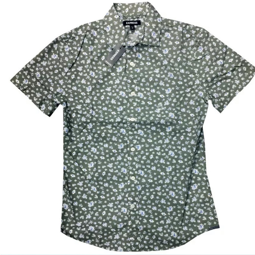Express Mens Short Sleeve Button Down Shirt